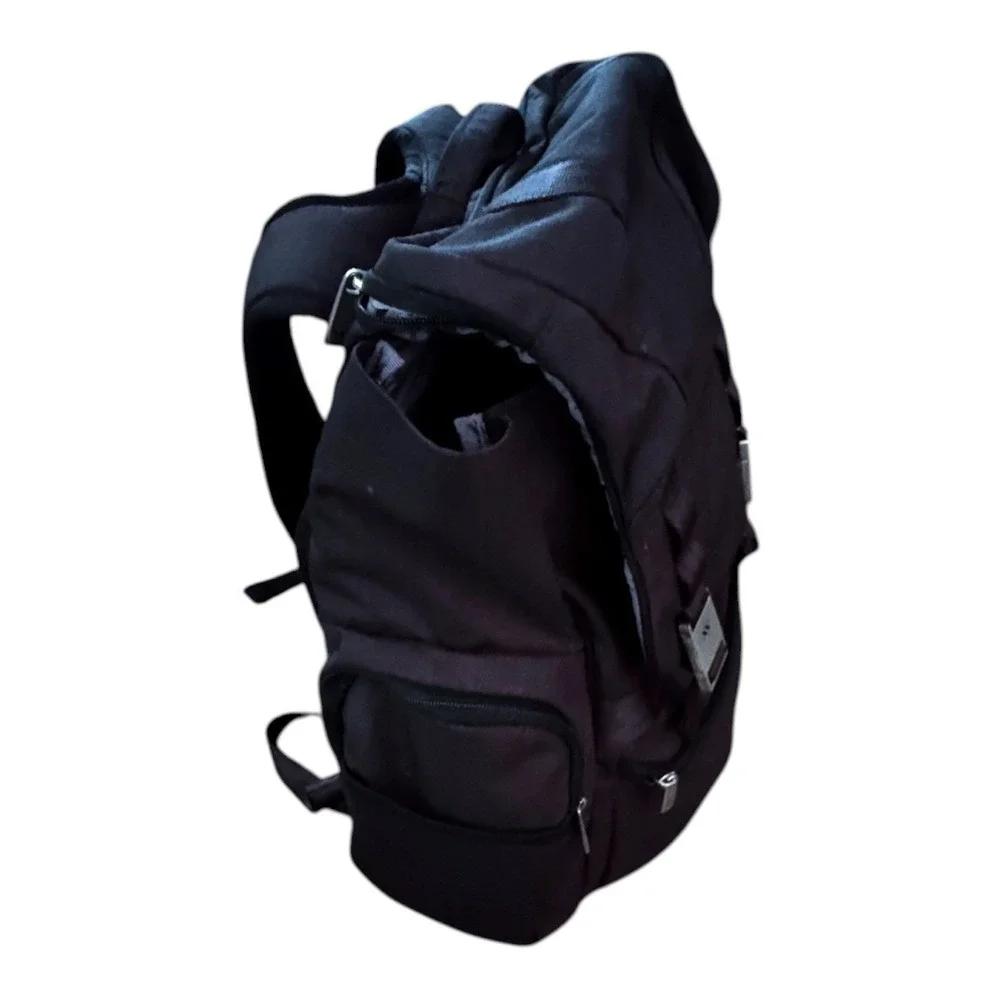 JuJuBe Structured Backpack Black Travel Diaper Bag Silver Hardware
